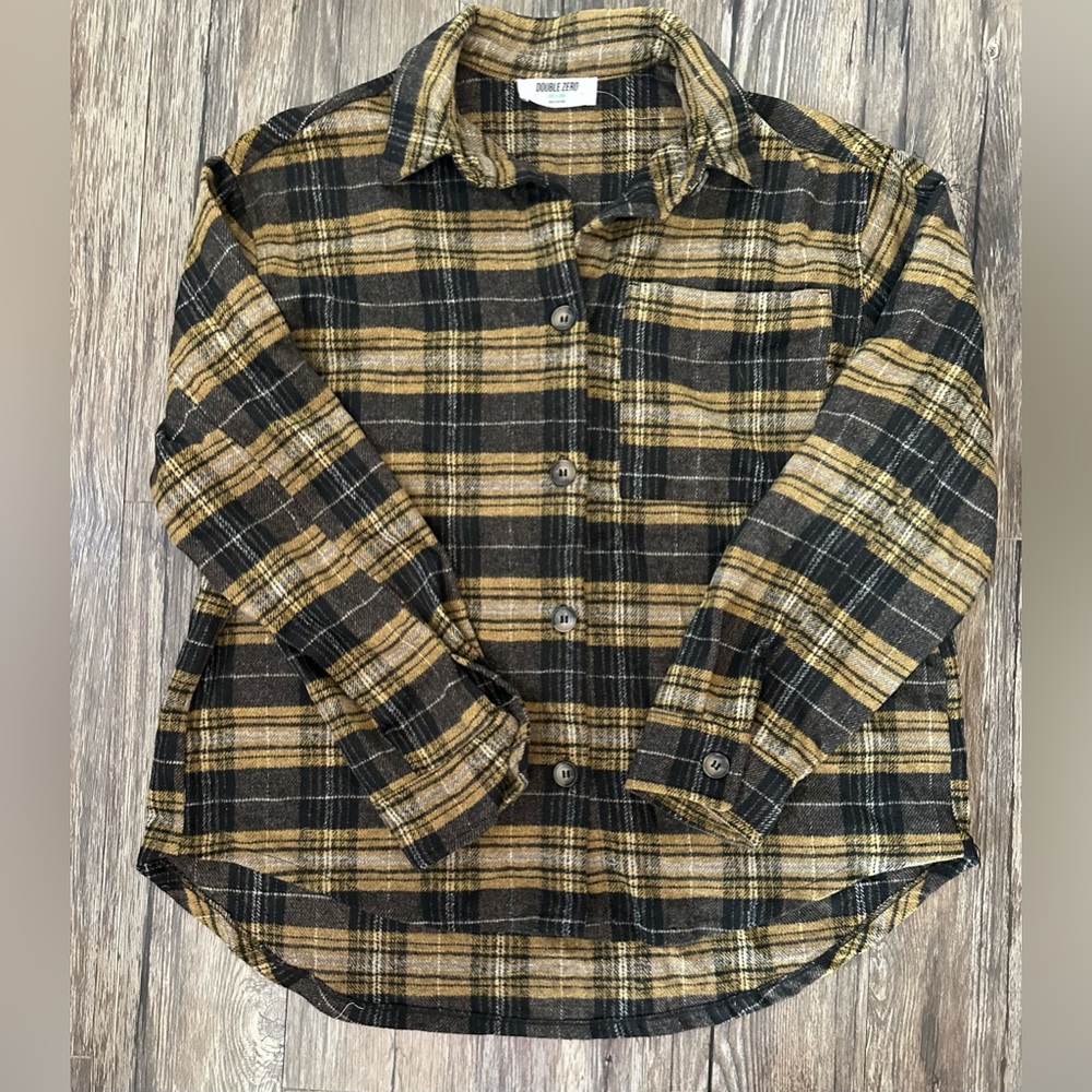 Double Zero Brown & Black Plaid Flannel Button-Up Shirt Women’s Large